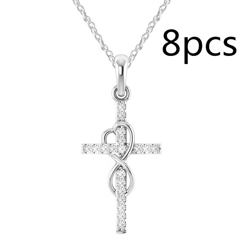 Luxury Alloy Cross Necklace with Diamond Pendant – Fashion Jewelry