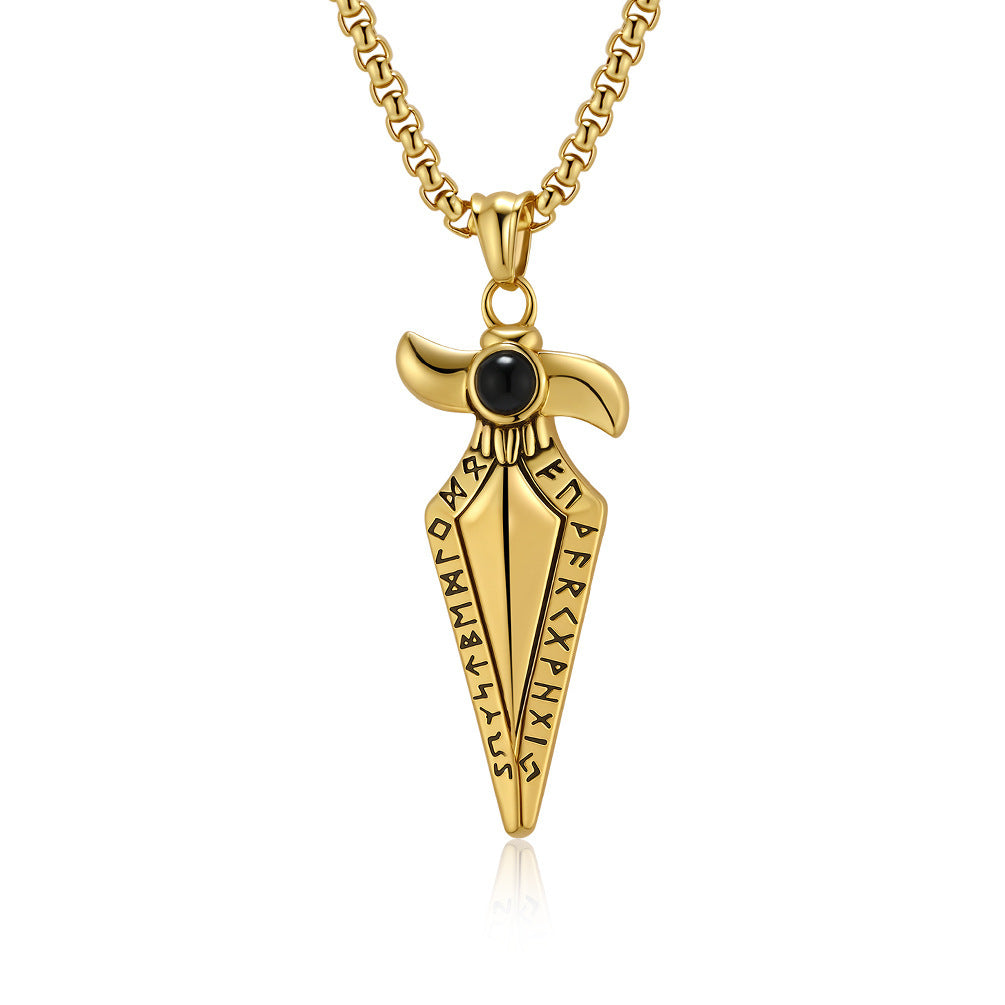 Nordic Viking Rune Necklace – Retro Stainless Steel Pendant for Men & Women