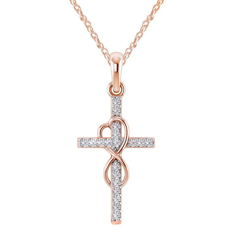 Luxury Alloy Cross Necklace with Diamond Pendant – Fashion Jewelry
