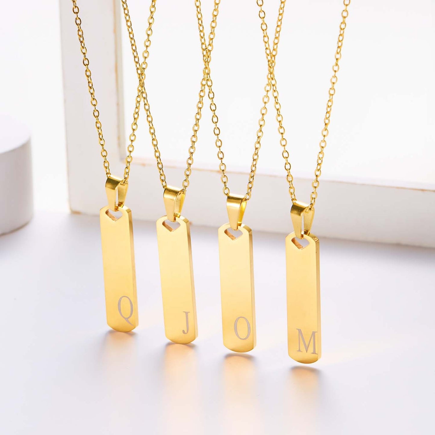 26 Letters Pendant Necklace – Stainless Steel Initial Jewelry for Men & Women