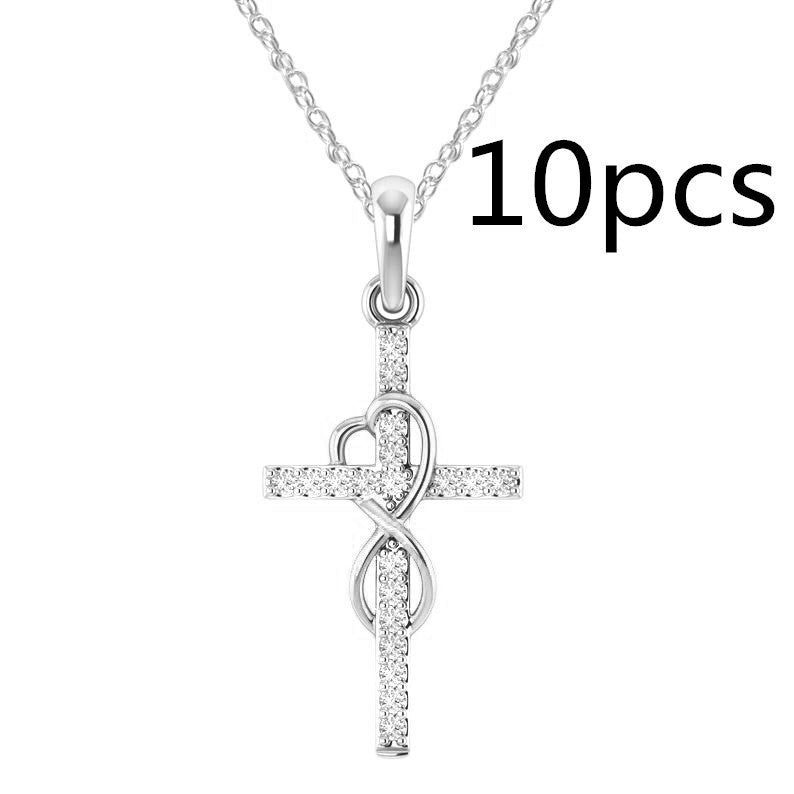 Luxury Alloy Cross Necklace with Diamond Pendant – Fashion Jewelry