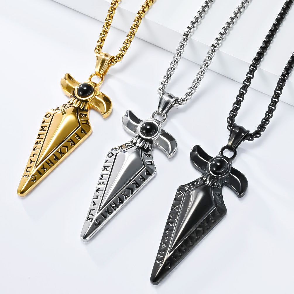 Nordic Viking Rune Necklace – Retro Stainless Steel Pendant for Men & Women