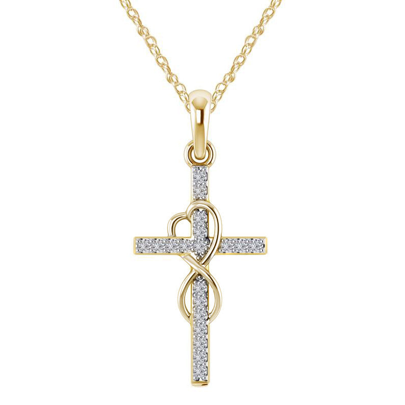 Luxury Alloy Cross Necklace with Diamond Pendant – Fashion Jewelry