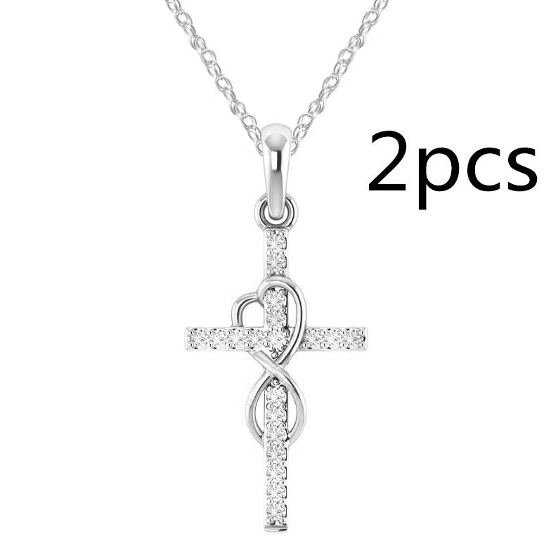 Luxury Alloy Cross Necklace with Diamond Pendant – Fashion Jewelry