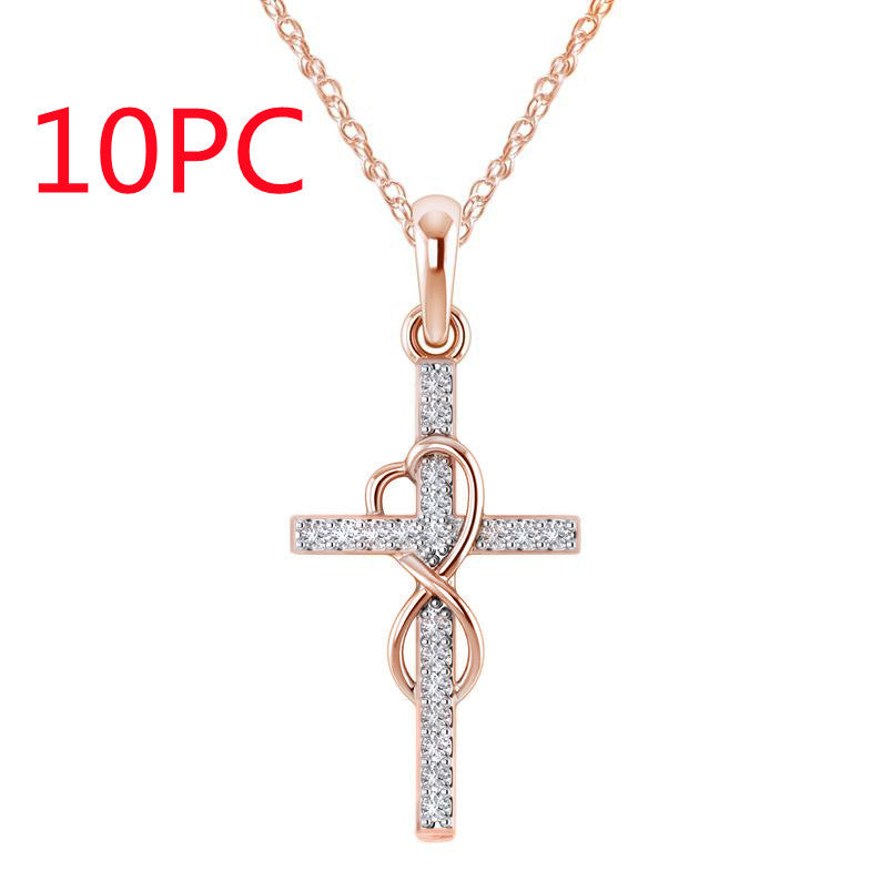 Luxury Alloy Cross Necklace with Diamond Pendant – Fashion Jewelry