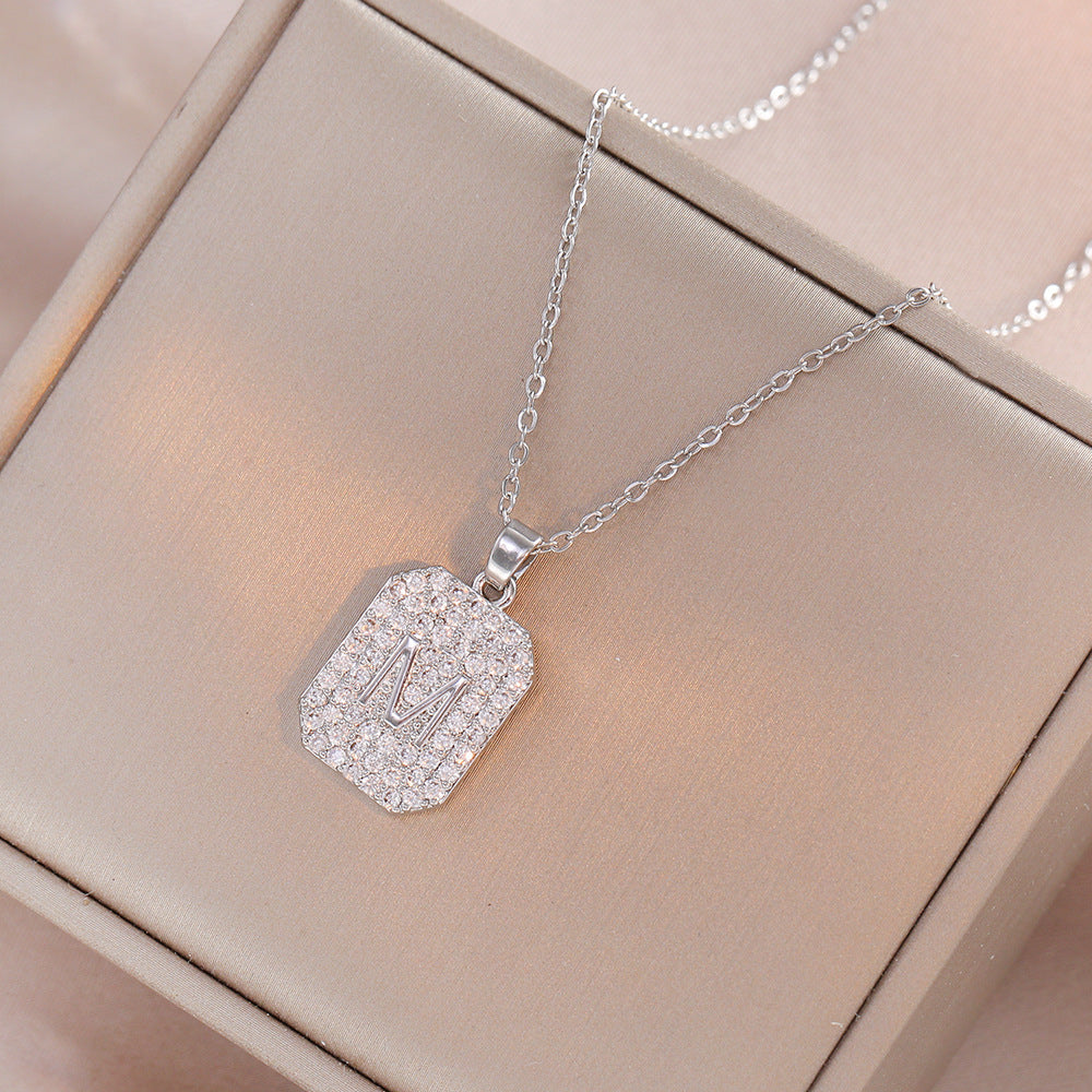Titanium Steel M Pendant Necklace – Minimalist Niche Fashion Jewelry