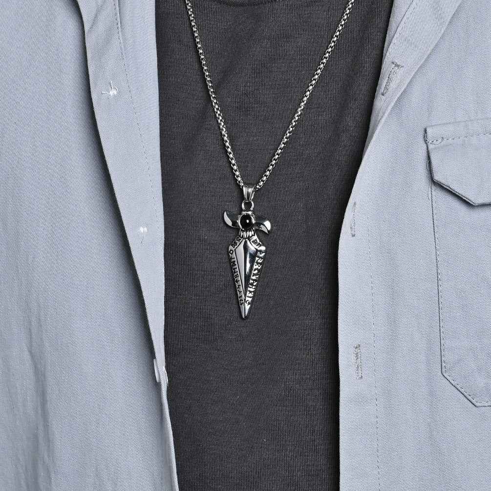 Nordic Viking Rune Necklace – Retro Stainless Steel Pendant for Men & Women