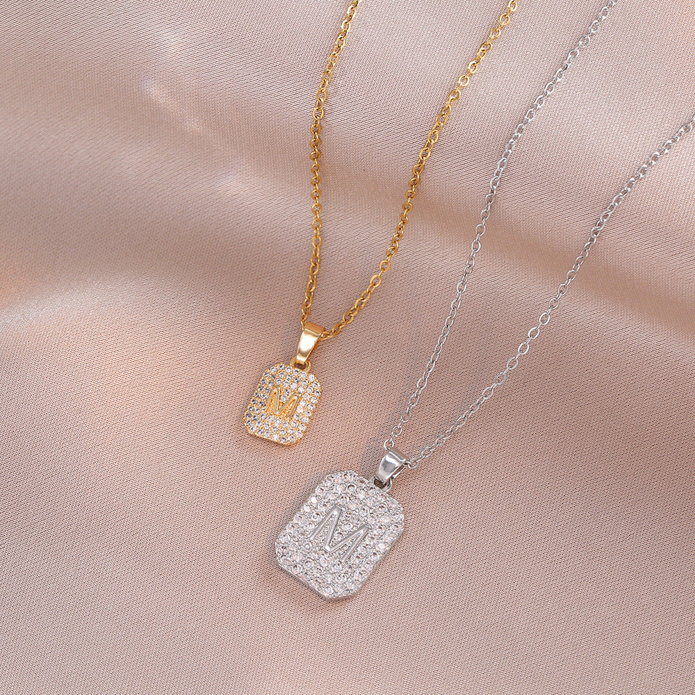 Titanium Steel M Pendant Necklace – Minimalist Niche Fashion Jewelry