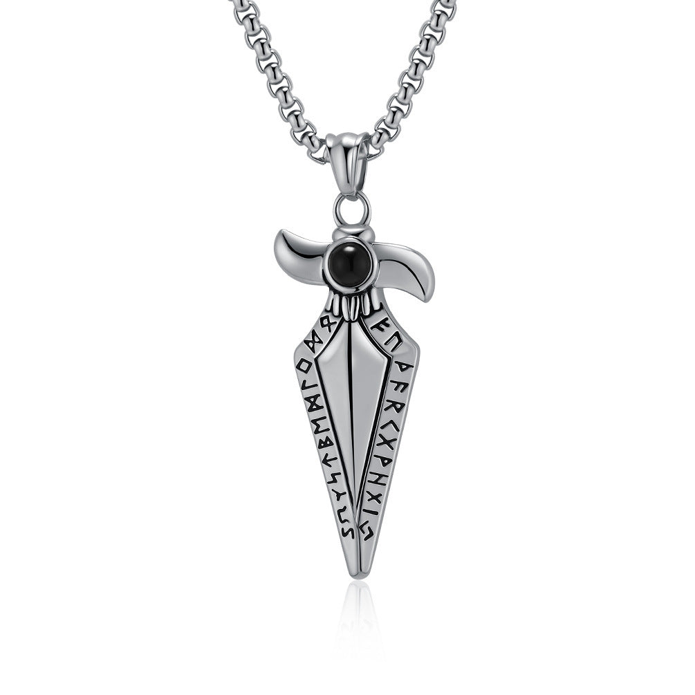 Nordic Viking Rune Necklace – Retro Stainless Steel Pendant for Men & Women