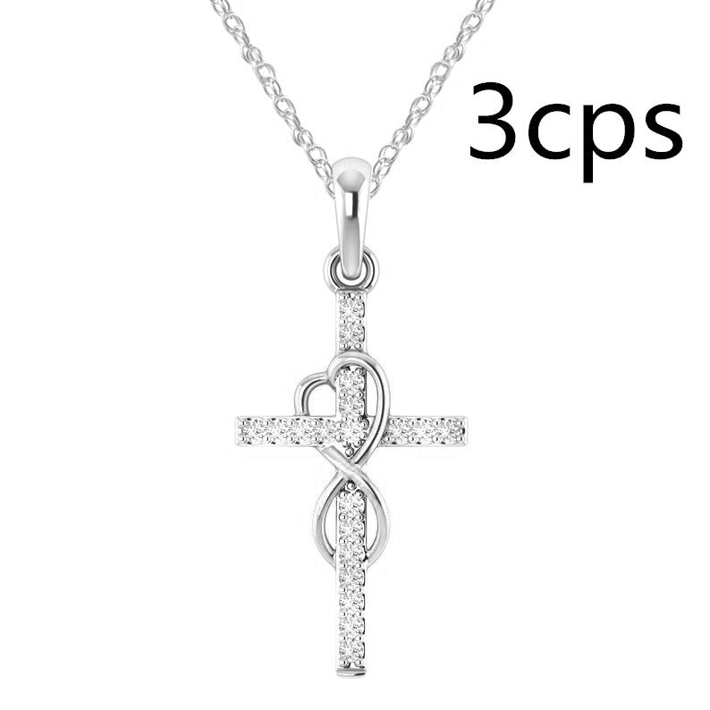 Luxury Alloy Cross Necklace with Diamond Pendant – Fashion Jewelry