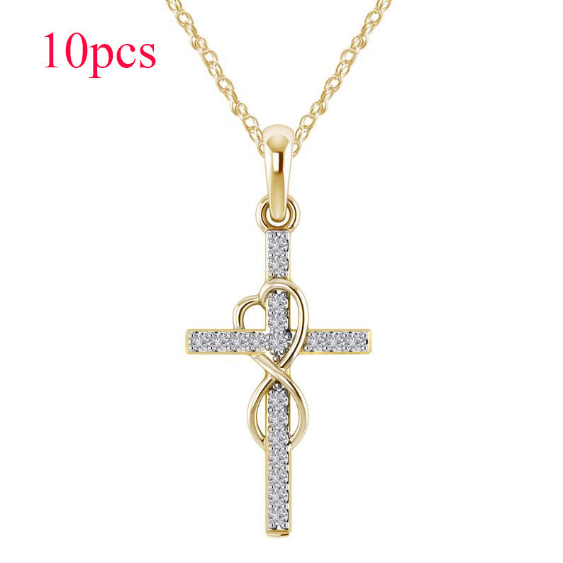 Luxury Alloy Cross Necklace with Diamond Pendant – Fashion Jewelry