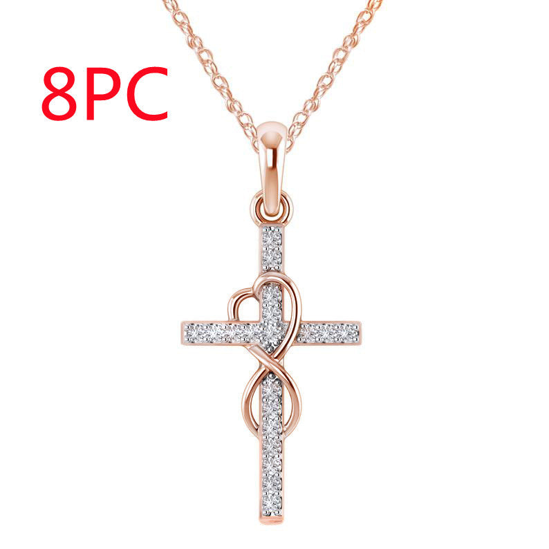 Luxury Alloy Cross Necklace with Diamond Pendant – Fashion Jewelry