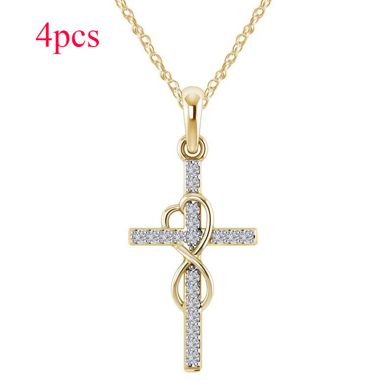 Luxury Alloy Cross Necklace with Diamond Pendant – Fashion Jewelry