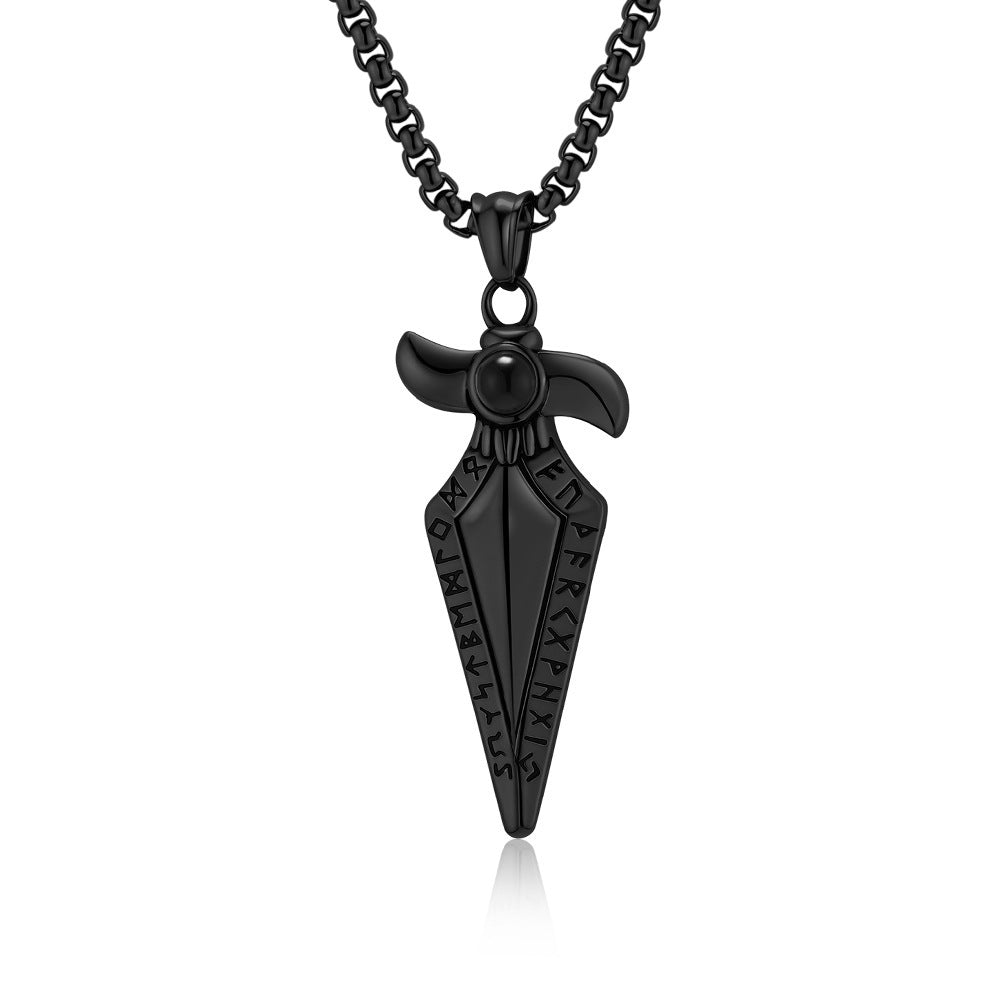 Nordic Viking Rune Necklace – Retro Stainless Steel Pendant for Men & Women