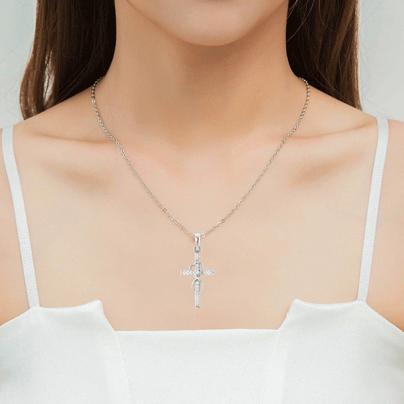 Luxury Alloy Cross Necklace with Diamond Pendant – Fashion Jewelry