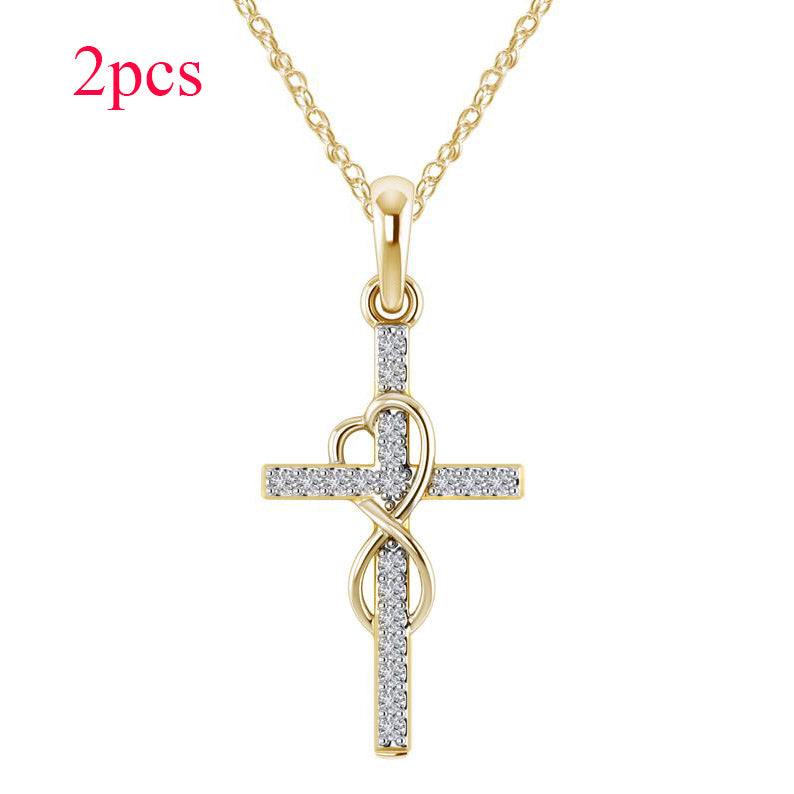 Luxury Alloy Cross Necklace with Diamond Pendant – Fashion Jewelry