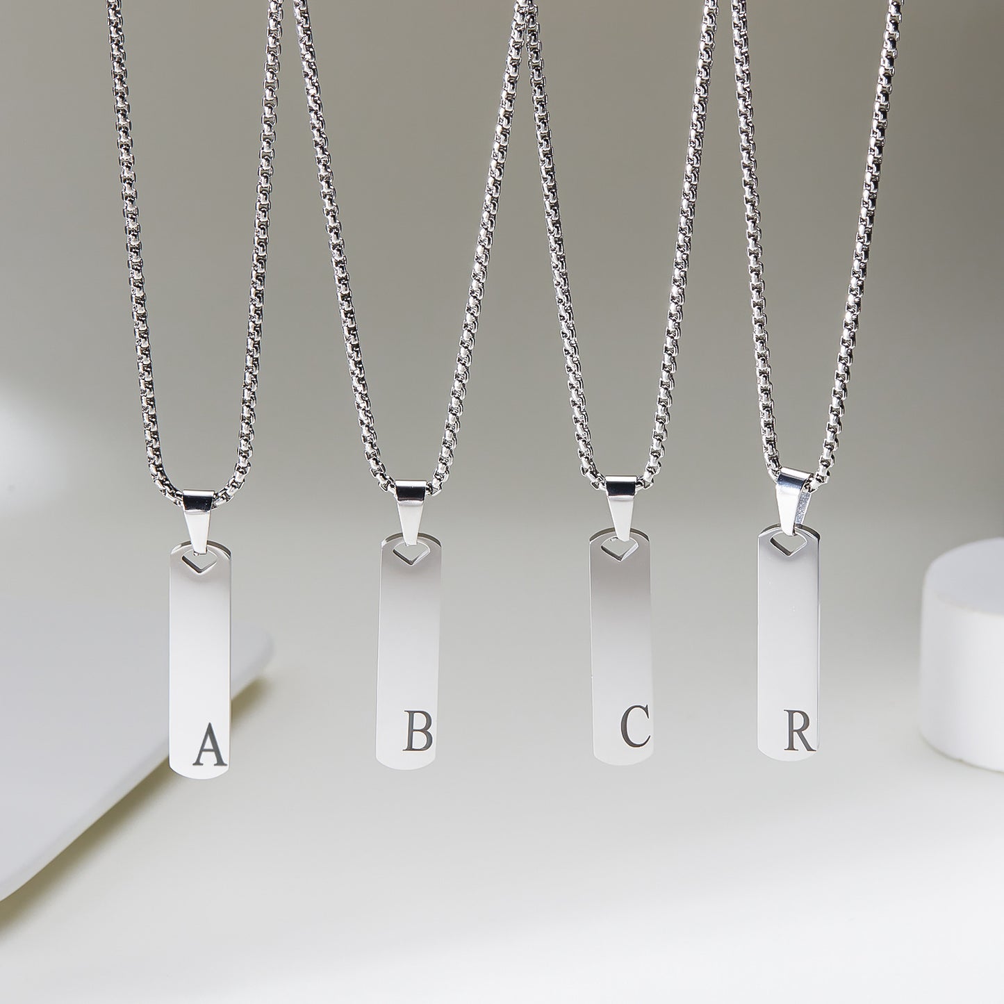 26 Letters Pendant Necklace – Stainless Steel Initial Jewelry for Men & Women