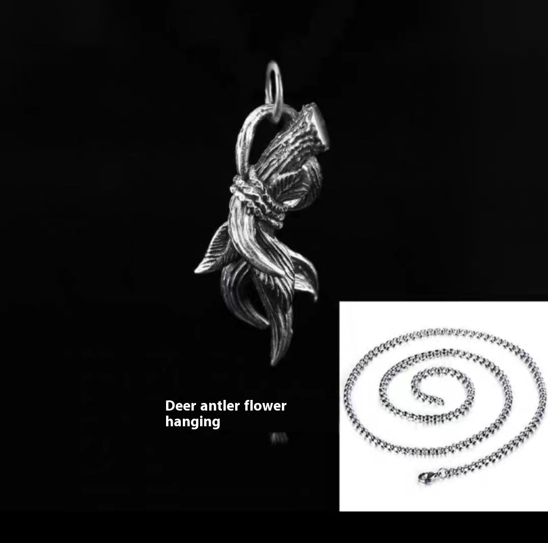 Men’s Antler Pendant Necklace – Stylish Flower Design Jewelry