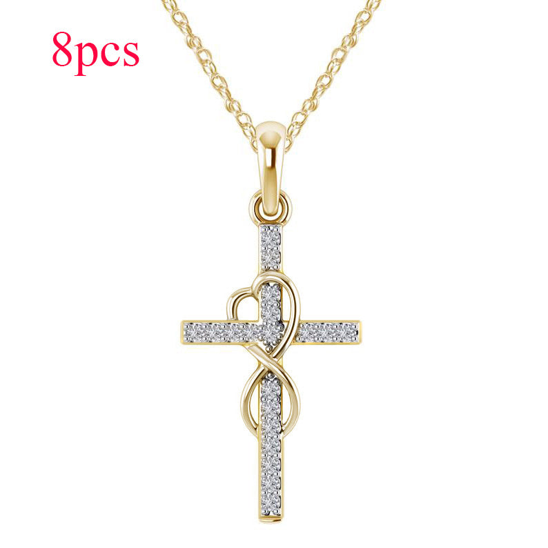 Luxury Alloy Cross Necklace with Diamond Pendant – Fashion Jewelry