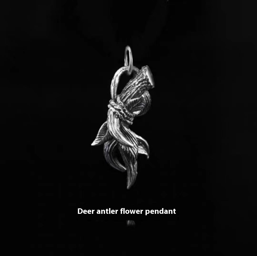 Men’s Antler Pendant Necklace – Stylish Flower Design Jewelry