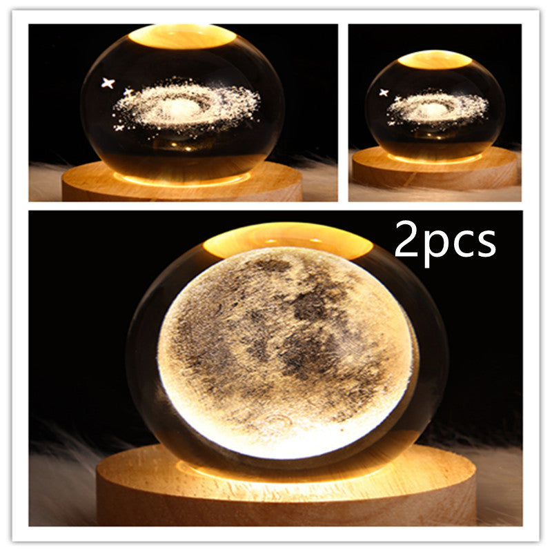 3D Galaxy Crystal Ball LED Night Light – Planet & Moon Lamp for Bedroom Décor