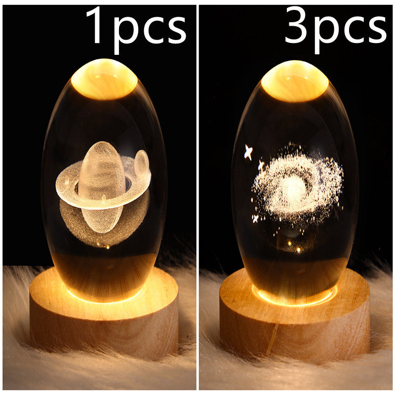 3D Galaxy Crystal Ball LED Night Light – Planet & Moon Lamp for Bedroom Décor