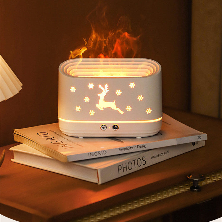 Elk Flame Humidifier & Aroma Diffuser with LED Atmosphere Lamp – Silent Christmas Home Decor