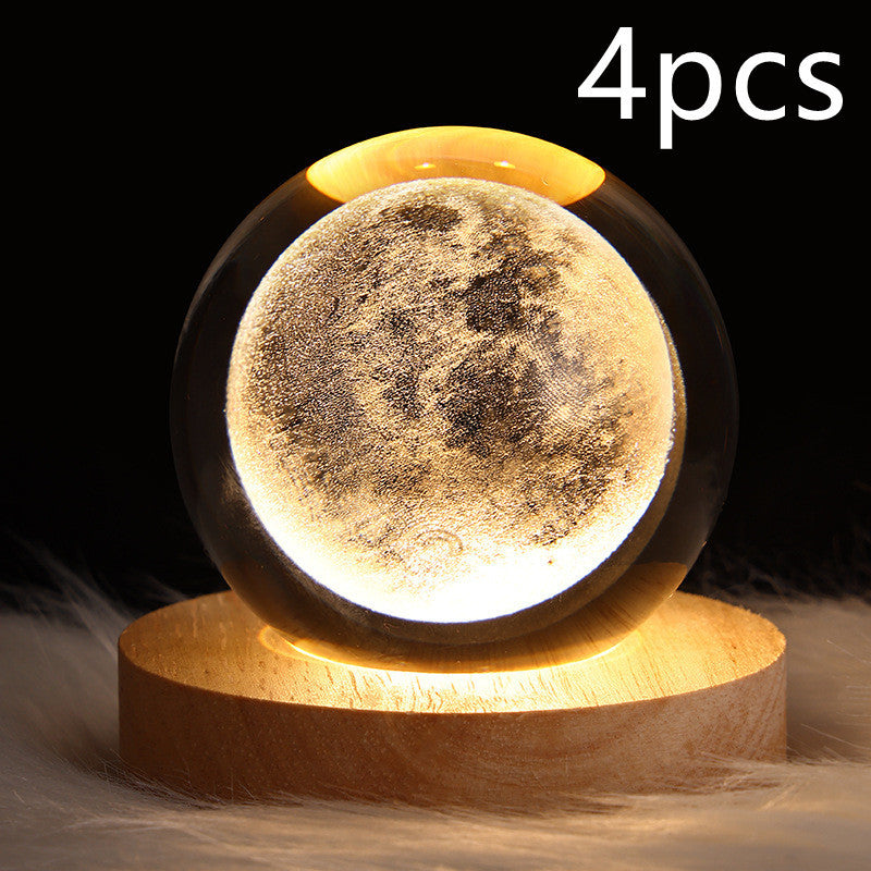 3D Galaxy Crystal Ball LED Night Light – Planet & Moon Lamp for Bedroom Décor