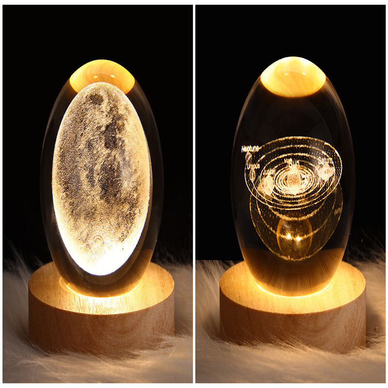 3D Galaxy Crystal Ball LED Night Light – Planet & Moon Lamp for Bedroom Décor