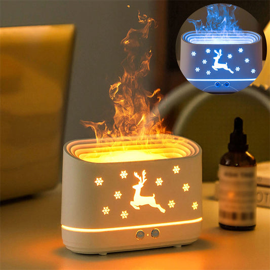 Elk Flame Humidifier & Aroma Diffuser with LED Atmosphere Lamp – Silent Christmas Home Decor