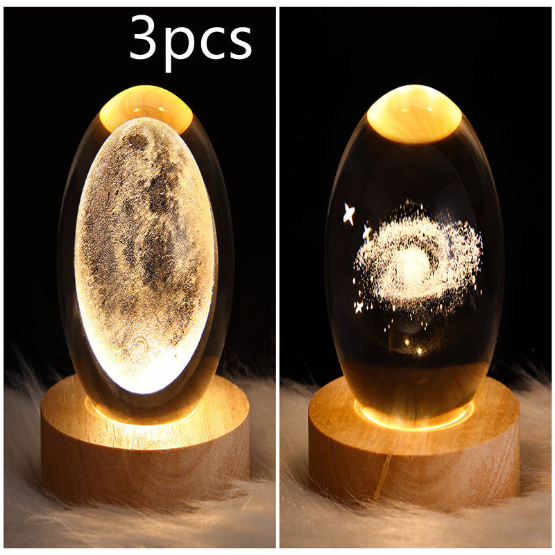 3D Galaxy Crystal Ball LED Night Light – Planet & Moon Lamp for Bedroom Décor