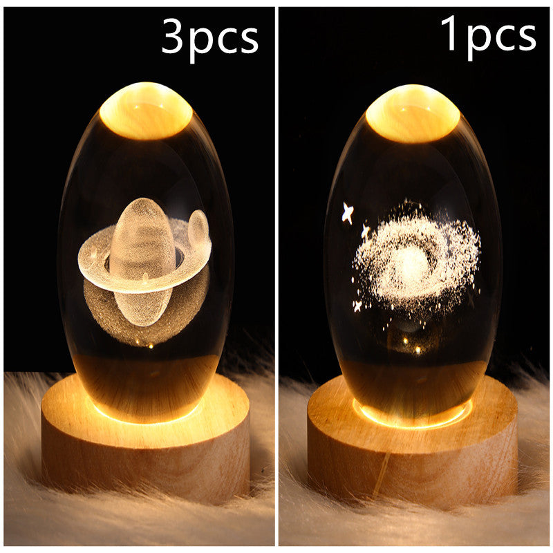 3D Galaxy Crystal Ball LED Night Light – Planet & Moon Lamp for Bedroom Décor