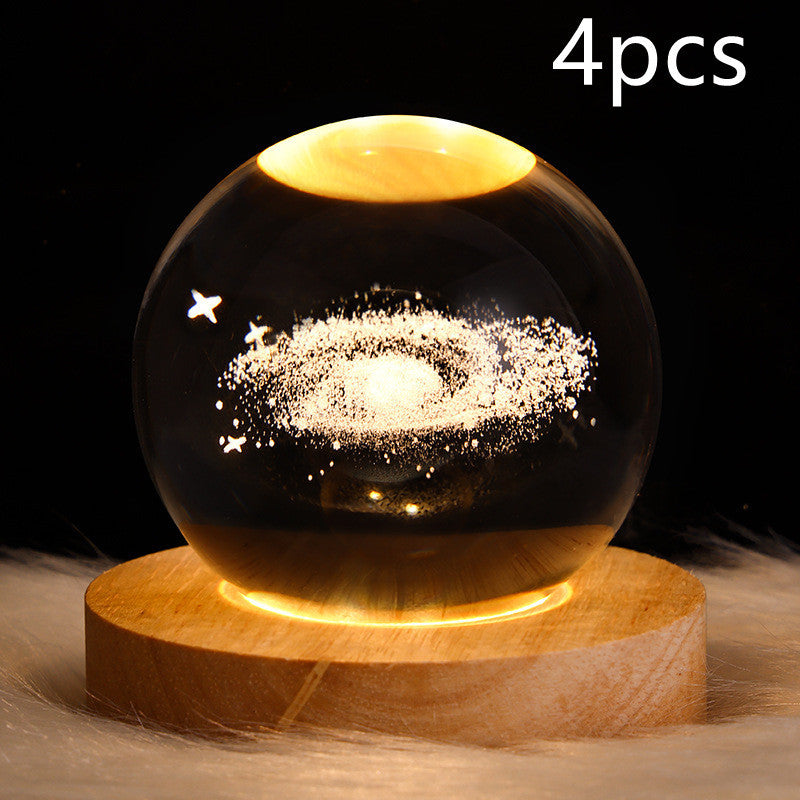 3D Galaxy Crystal Ball LED Night Light – Planet & Moon Lamp for Bedroom Décor