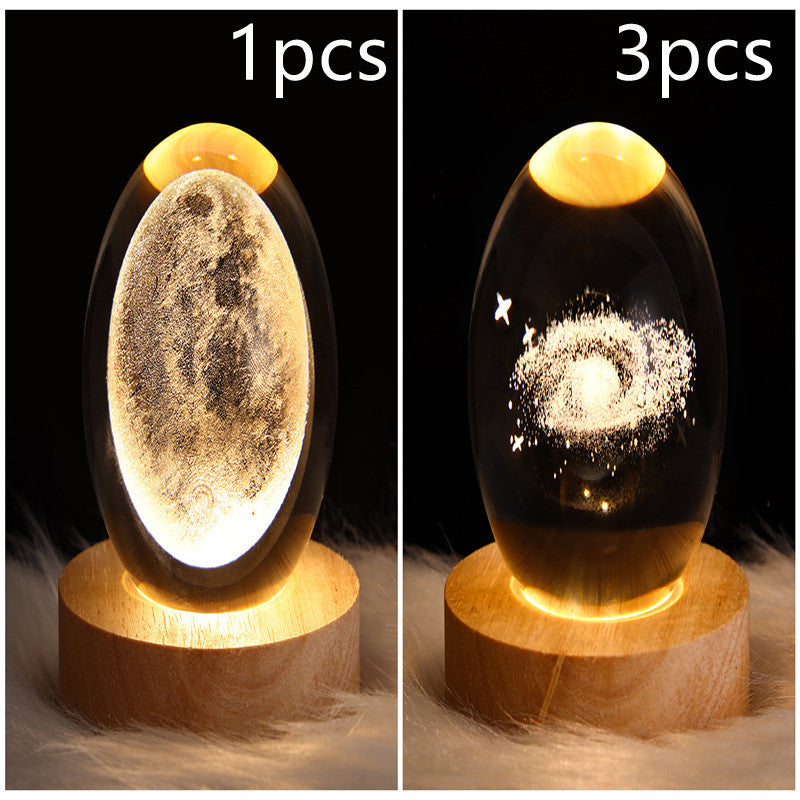 3D Galaxy Crystal Ball LED Night Light – Planet & Moon Lamp for Bedroom Décor
