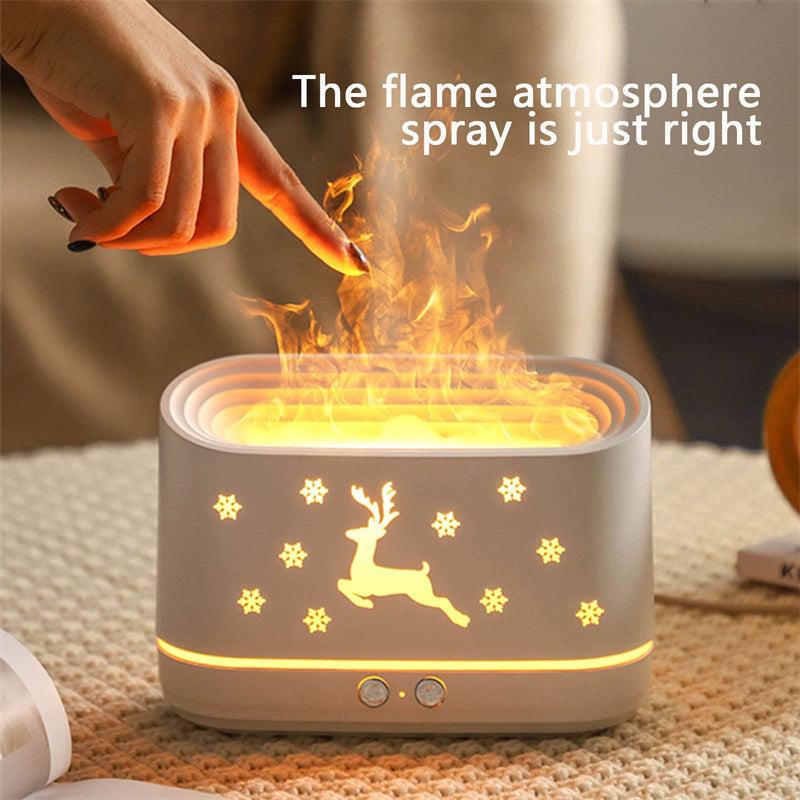 Elk Flame Humidifier & Aroma Diffuser with LED Atmosphere Lamp – Silent Christmas Home Decor