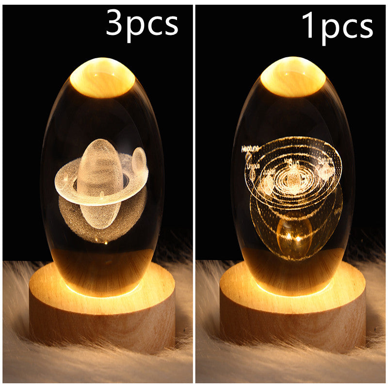 3D Galaxy Crystal Ball LED Night Light – Planet & Moon Lamp for Bedroom Décor