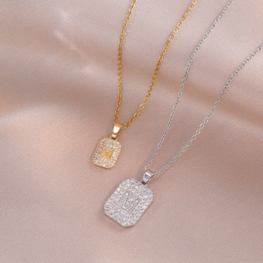 Titanium Steel M Pendant Necklace – Minimalist Niche Fashion Jewelry