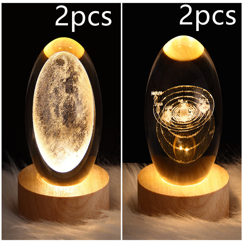 3D Galaxy Crystal Ball LED Night Light – Planet & Moon Lamp for Bedroom Décor