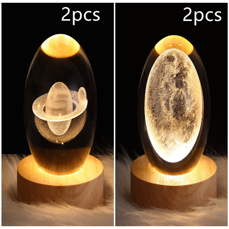 3D Galaxy Crystal Ball LED Night Light – Planet & Moon Lamp for Bedroom Décor
