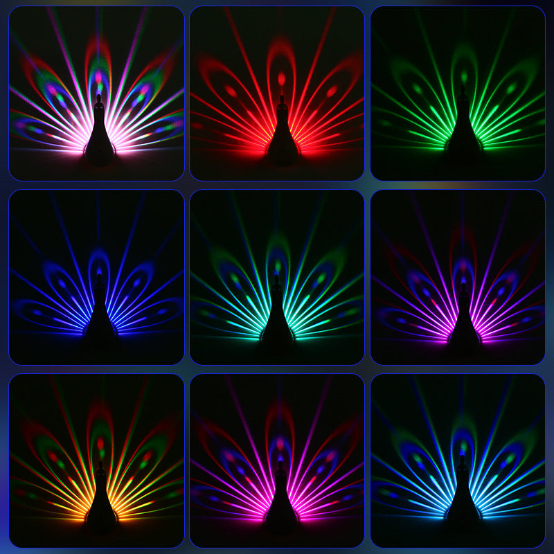 Peacock Wall Light – Creative 3D Animal Lamp with Colorful Atmosphere Glow