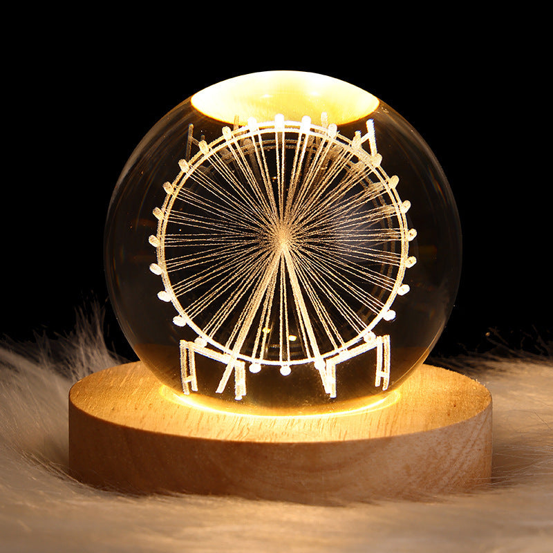 3D Galaxy Crystal Ball LED Night Light – Planet & Moon Lamp for Bedroom Décor