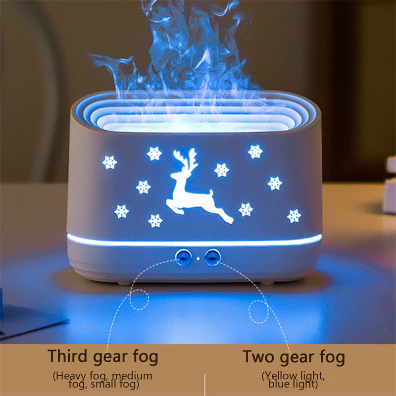 Elk Flame Humidifier & Aroma Diffuser with LED Atmosphere Lamp – Silent Christmas Home Decor