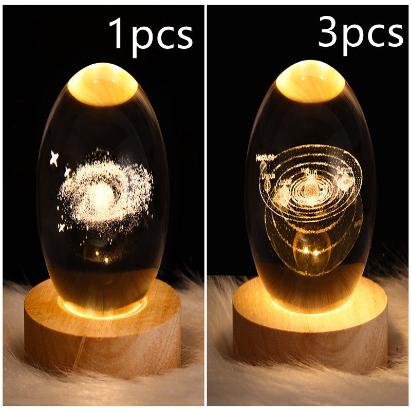 3D Galaxy Crystal Ball LED Night Light – Planet & Moon Lamp for Bedroom Décor