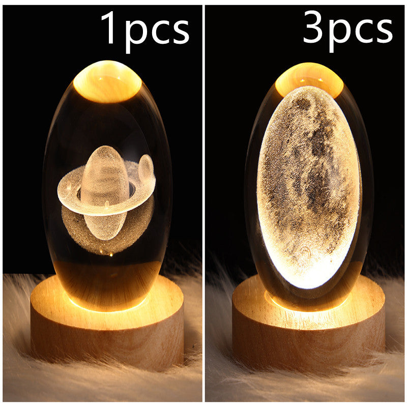 3D Galaxy Crystal Ball LED Night Light – Planet & Moon Lamp for Bedroom Décor