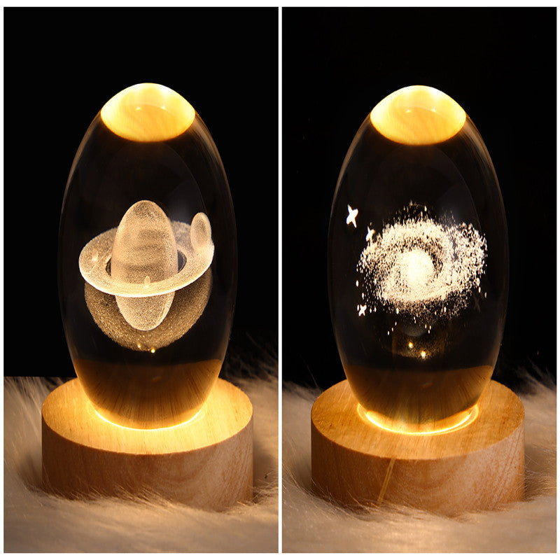3D Galaxy Crystal Ball LED Night Light – Planet & Moon Lamp for Bedroom Décor