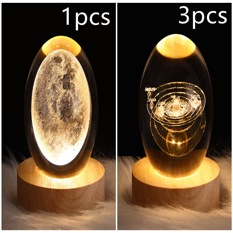 3D Galaxy Crystal Ball LED Night Light – Planet & Moon Lamp for Bedroom Décor