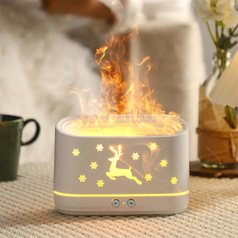Elk Flame Humidifier & Aroma Diffuser with LED Atmosphere Lamp – Silent Christmas Home Decor