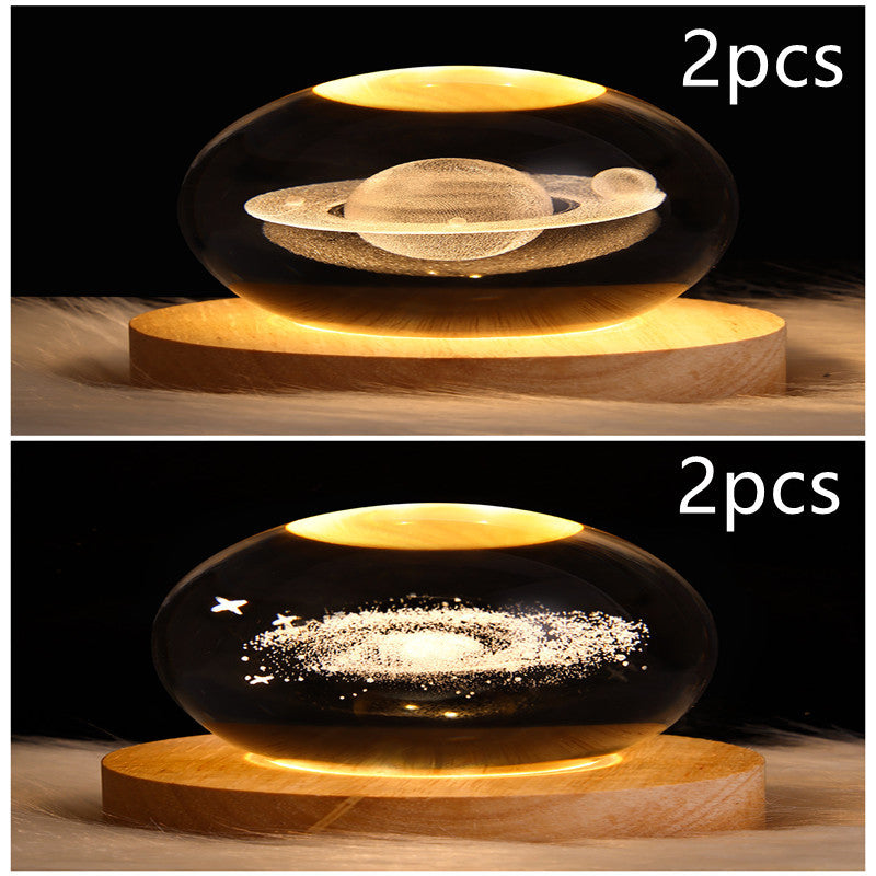 3D Galaxy Crystal Ball LED Night Light – Planet & Moon Lamp for Bedroom Décor