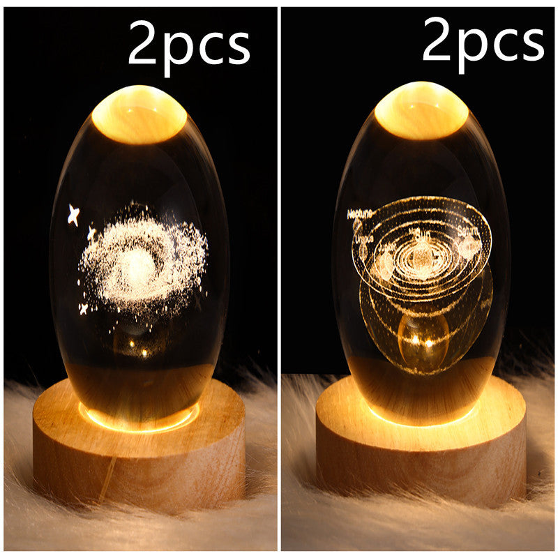 3D Galaxy Crystal Ball LED Night Light – Planet & Moon Lamp for Bedroom Décor