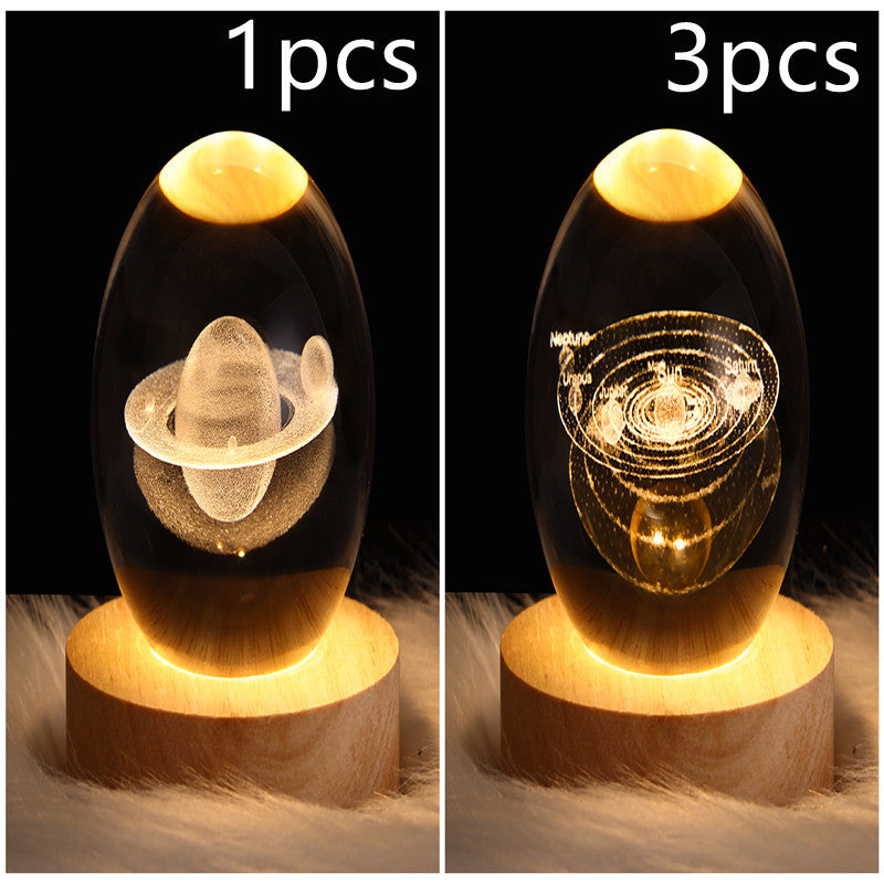 3D Galaxy Crystal Ball LED Night Light – Planet & Moon Lamp for Bedroom Décor